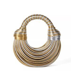 Alanni Knot Handbag Gold Silver Metallic Evening Handbag Mini Purse